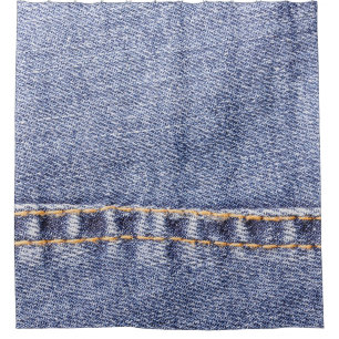Blue jeans: detailed sew texture. shower curtain