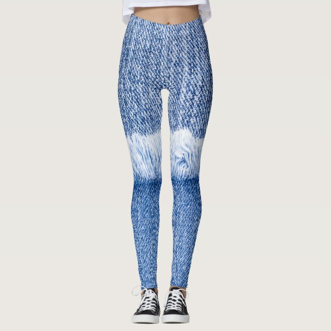 Blue Jeans: Detailed Texture Closeup. Leggings (Front)