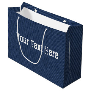Blue Jeans Fabric - Add Your Text - Customizable Large Gift Bag