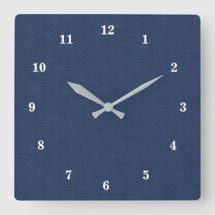 Blue Jeans Fabric Square Wall Clock
