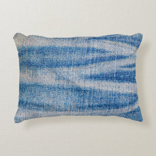 Blue jeans fabric texture, textile background decorative cushion