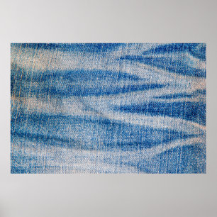 Blue jeans fabric texture, textile background poster