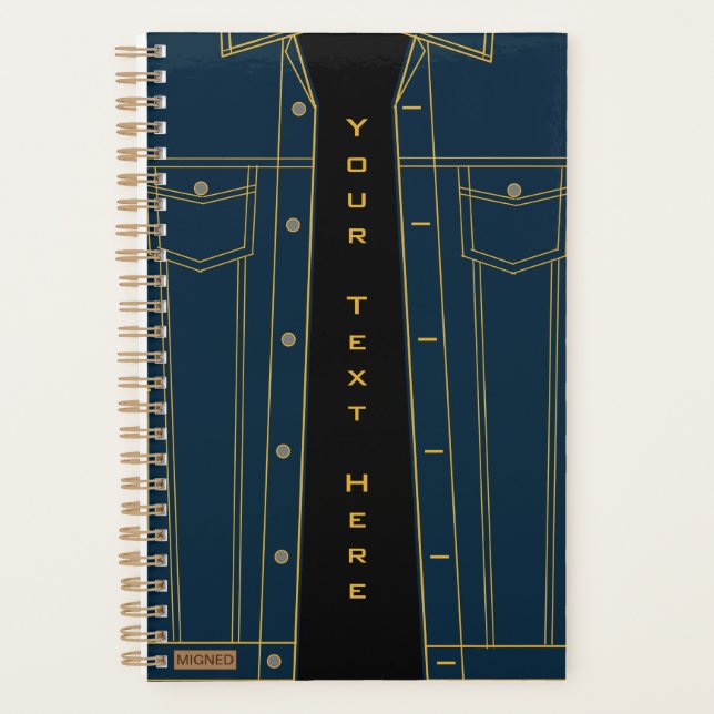 Blue Jeans Jacket Planners Personalised Your Text (Front)