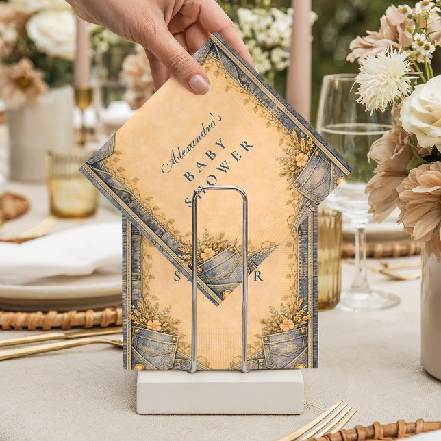Blue Jeans Little Cowboy Baby Shower Napkin (Creator Uploaded)