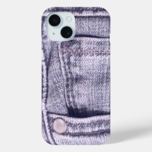 Blue Jeans Pocket, Fabric, Seams, Stud iPhone 15 Case