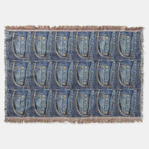 Blue Jeans Pocket Throw Blanket