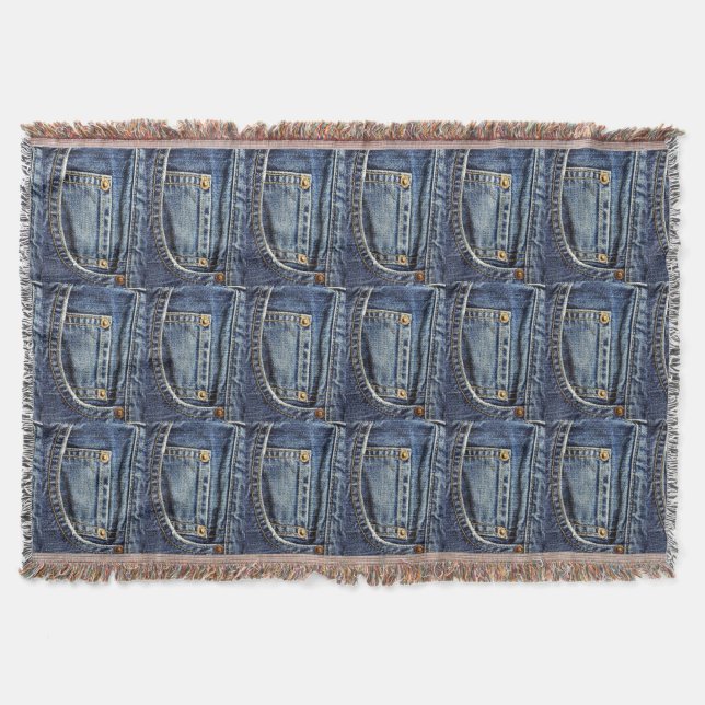 Blue Jeans Pocket Throw Blanket (Front)