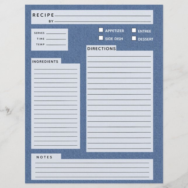 Blue Jeans Recipe  (Back)