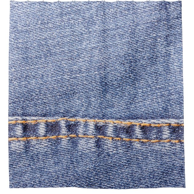 Blue jeans sew closeup texture.  shower curtain (Front)