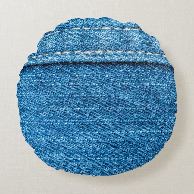 Blue jeans texture background. round cushion (Front)