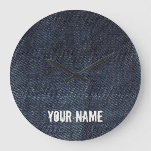 Blue jeans Vintage Denim fabric texture Large Clock