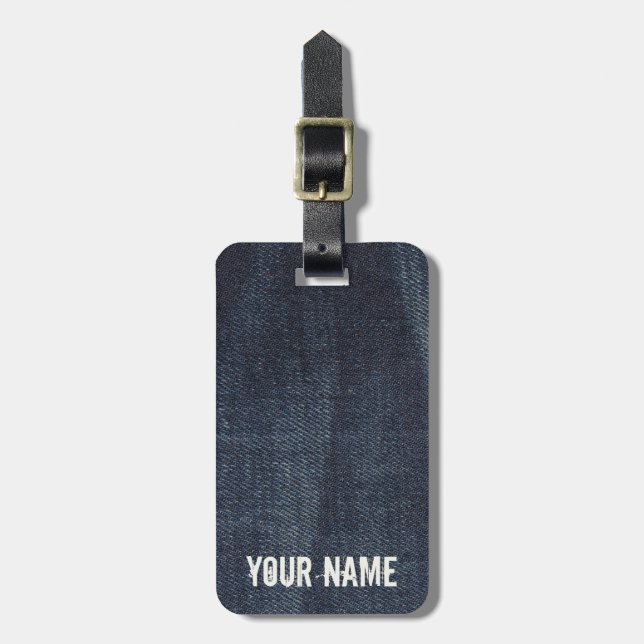 Blue jeans Vintage Denim fabric texture Luggage Tag (Front Vertical)