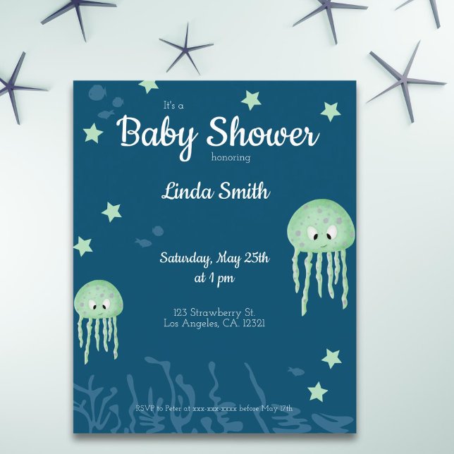 Blue Jellyfish Baby Shower Budget Invitation (Creator Uploaded)