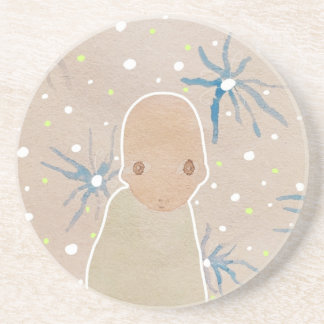 Blue jellyfish flowers coaster