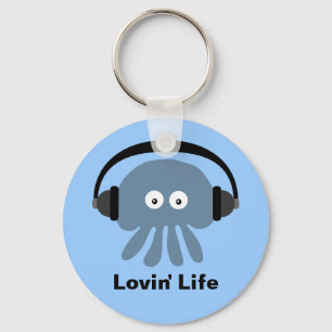 Blue jellyfish & headphones Lovin' Life keychain