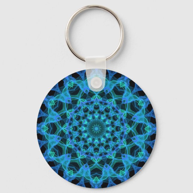 Blue Jellyfish Kaleidoscope Key Ring (Front)
