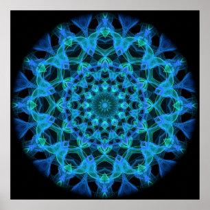 Blue Jellyfish Kaleidoscope Poster