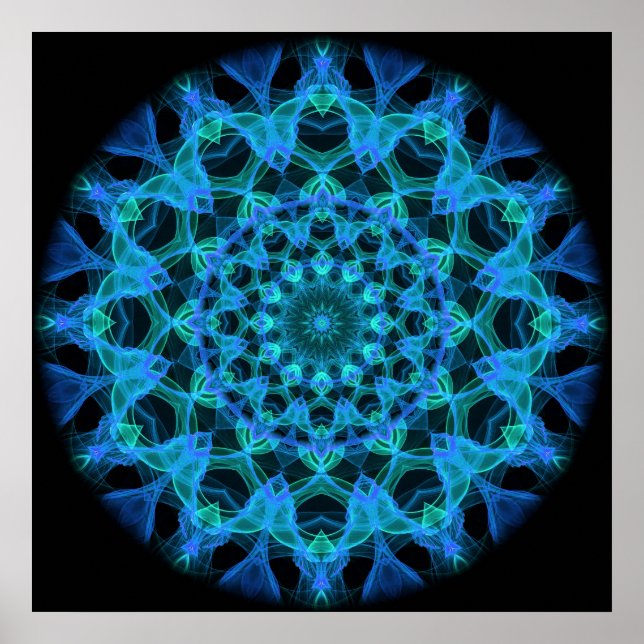 Blue Jellyfish Kaleidoscope Poster (Front)