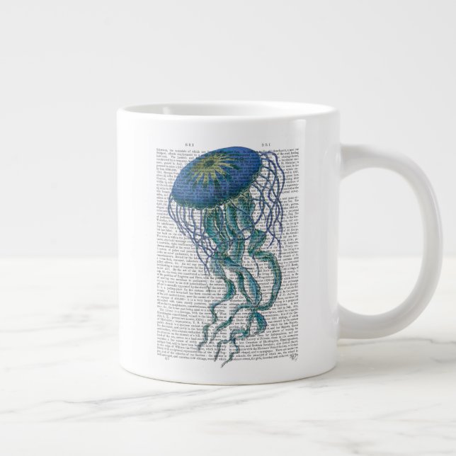 Blue Jellyfish Large Coffee Mug (Right)