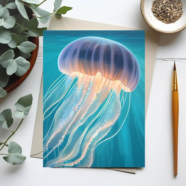 Blue Jellyfish | Ocean Animal Painting Postcard (Creator Uploaded)