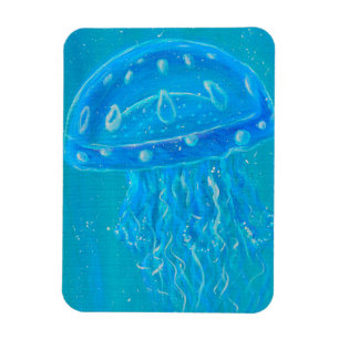 Blue Jellyfish Painting Magnet