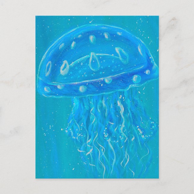 Blue Jellyfish Painting Postcard (Front)