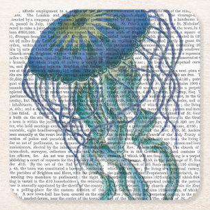 Blue Jellyfish Square Paper Coaster