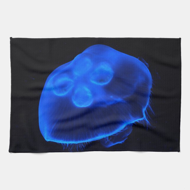 Blue Jellyfish Tea Towel (Horizontal)