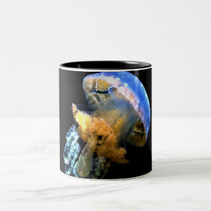 Blue Jellyfish Two-Tone Coffee Mug