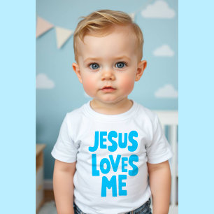 Blue "Jesus Loves Me" for Baby T-shirt