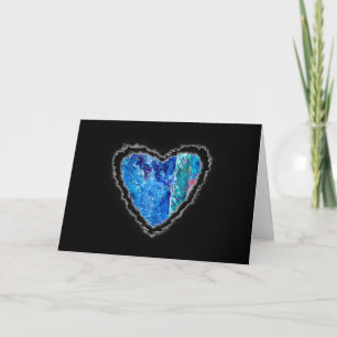 Blue Jewel Abstract Heart Romance Valentine Love Holiday Card