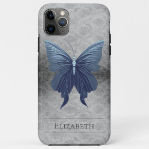 Blue Jewelled Butterfly Damask Case-Mate iPhone Case