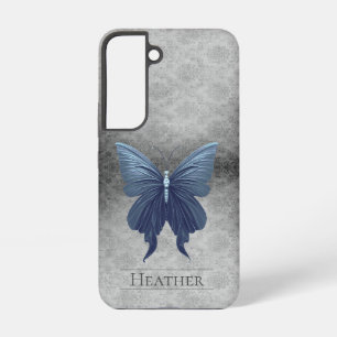 Blue Jewelled Butterfly Damask Samsung Galaxy Case