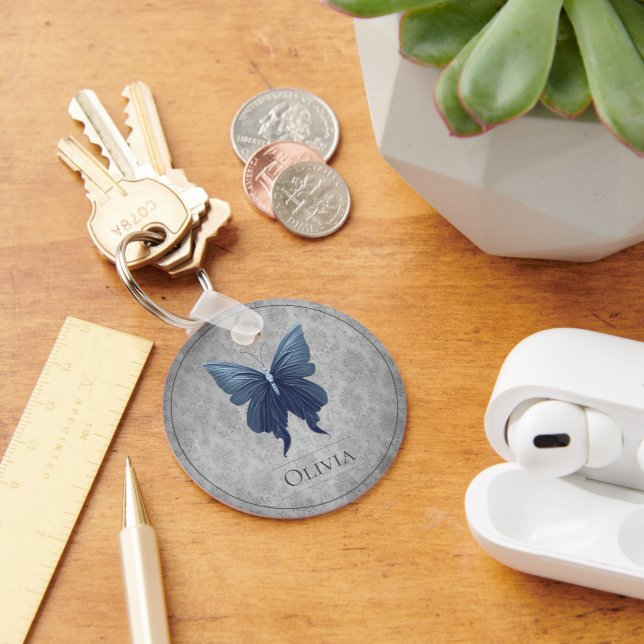 Blue Jewelled Butterfly Key Ring (Desk)