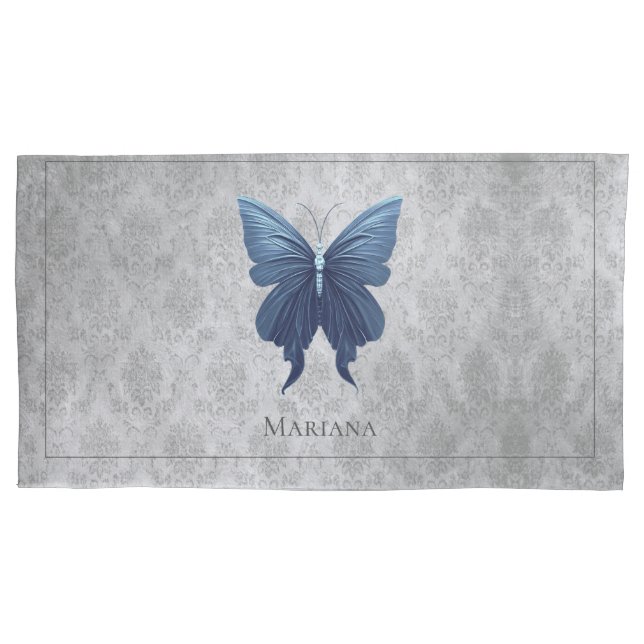 Blue Jewelled Butterfly Pillowcase (Front)