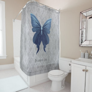 Blue Jewelled Butterfly Shower Curtain