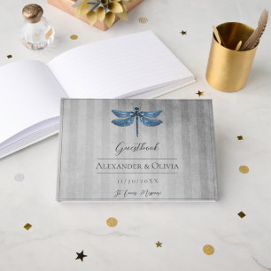 Blue Jewelled Dragonfly Wedding Guest Book