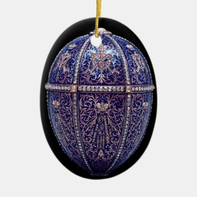 Blue Jewelled Egg Ornament (Front)