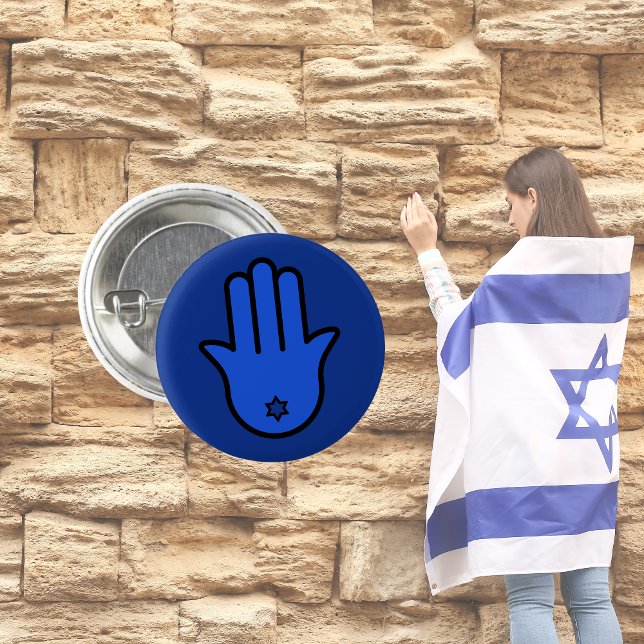 Blue Jewish Hamsa, Stand with Israel 3 Cm Round Badge (Creator Uploaded)