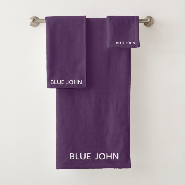 Blue John purple colour name Bath Towel Set (Insitu)