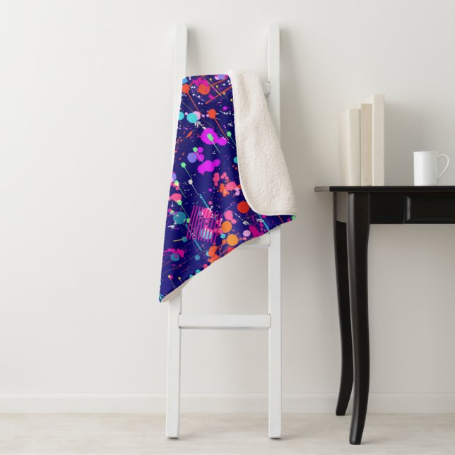 Blue Jubilee Abstract Art  Sherpa Blanket (In Situ)