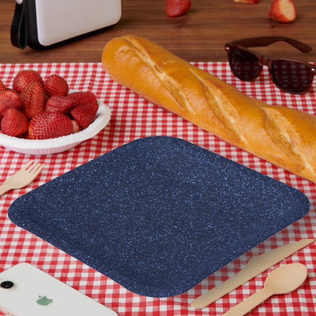Blue July 4th Glitter Paper Plates (Picnic)