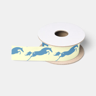 Blue Jumping Horse Satin Ribbon