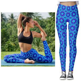 Blue kaleidoscope flourished leggings