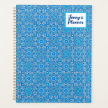 Blue Kaleidoscope Pattern Boho Name Planner