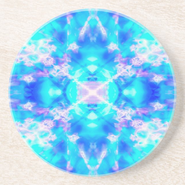 Blue kaleidoscope pattern coaster (Front)