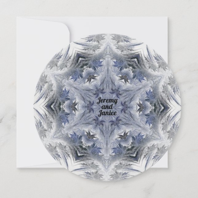 Blue Kaleidoscope Snowflake Design with Names  Invitation (Front)