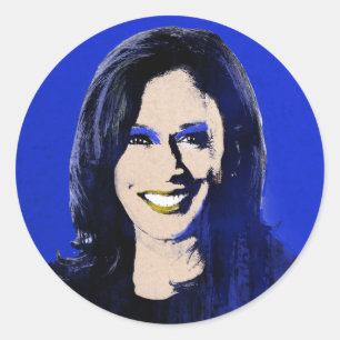 Blue Kamala Harris Pop Art Classic Round Sticker