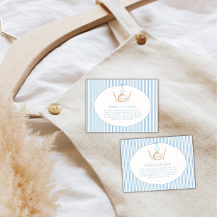 Blue Kawaii Boy Bow Asian Dumpling Baby Shower  Enclosure Card