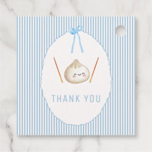 Blue Kawaii Boy Bow Asian Dumpling Baby Shower Favour Tags
